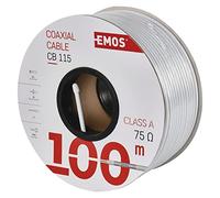 EMOS Aerial Cable 100 m White Coaxial Cable Class A for SAT, TV and CCTV, Type CB115, Triple Shielded TV Cable, Satellite Cable with Shielding Parameter 100 dB, Resistance 75 Ohm