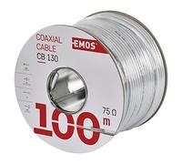 EMOS Aerial Cable 100 m White Coaxial Cable for Cabling TV and Satellite Type CB130 TV Cable with Shielding Rate 75 dB Resistance 75 Ohm on Coil
