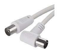 EMOS Aerial Cable - 7.5m, Double Shielded, Straight Male to Angled Female (90°) Coax for Digital TV, SAT, Receiver