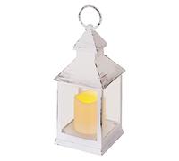 EMOS Antique Lantern with LED Candle, Vintage Design and Flame Effect, IP20 for Indoor Use, Battery Operated (3 x AAA), 10,000 Hours, Warm White Light Colour, 6 Hour Timer Function, 10.5 x 24 cm,