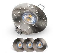 EMOS Bathroom Spot Lights Ceiling LED Waterproof IP44 | Spotlight 5W, 370lm, 3000K Warm White, 220-240V Powered | Pack of 3 recessed LED Downlights Ceiling for Outdoor Hallway, Soffit etc., Silver