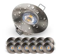 EMOS Bathroom Spot Lights Ceiling LED Waterproof IP44 | Spotlight 5W, 370lm, 3000K Warm White, 220-240V Powered | Pack of 12 recessed LED Downlights Ceiling for Outdoor Hallway, Soffit etc., Silver