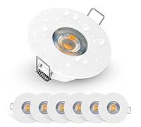 EMOS Bathroom Spot Lights Ceiling LED Waterproof IP44 | Spotlight 5W, 370lm, 3000K Warm White, 220-240V Powered | Pack of 6 recessed LED Downlights Ceiling for Outdoor Hallway, Soffit etc., White