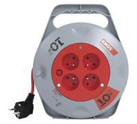 EMOS - Cable Reel 4X French Sockets, Cable Length 10 Metres, French Standard, PVC