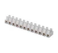 EMOS Connection terminal for 10 mm2 wire, 1 bar with 12 pieces, 450 V~/57 A, white, terminal block with screw attachment, easy to remove, free on both sides