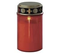 EMOS DCCV19 LED Grave Candle, Grave Light with Timer, IP44 Waterproof Grave Light for Outdoor Use, Red Battery Operated Grave Lamp/Cemetery Candle, 10,000 Hours Life 7 x 12.5 cm