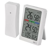 EMOS - Digital Thermometer and Hygrometer with Wireless Sensor, 100m Range - Temperature and Humidity Trend, Comfort Display, Date, Time with Alarm Function - Battery Operated