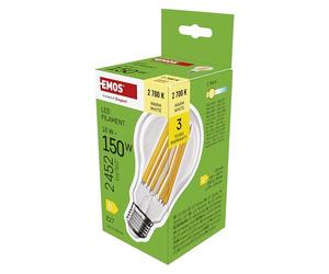 EMOS Edison A70 LED Bulb, 18 W Replacement for 150 W Bulb, Vintage Light Bulb with E27 Base and Brightness 2452 lm, Warm White 2700 K, 25000 Hours Life, CRI > 80, 360° Beam Angle