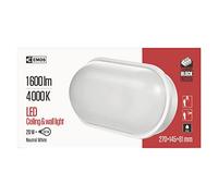 Emos LED Ceiling Light, Oval, White, 20 W, Neutral White Light, 270 x 145 x 81 mm