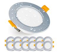 EMOS LED Downlights for Ceiling, 5W/500 Lumens, Warm White 3000K | IP54 Waterproof LED Spot Lights for Bathroom etc. | Set of 12 Recessed LED Ceiling Light, Silver