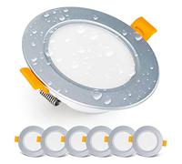 EMOS LED Downlights for Ceiling, 5W/500 Lumens, Warm White 3000K | IP54 Waterproof LED Spot Lights for Bathroom etc. | Set of 6 Recessed LED Ceiling Light, Silver