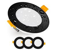 EMOS LED Downlights for Ceiling, 5W/500 Lumens, Warm White 3000K | IP54 Waterproof LED Spot Lights for Bathroom etc. | Set of 3 Recessed LED Ceiling Light, Black