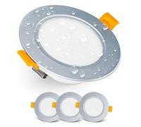 EMOS LED Downlights for Ceiling, 5W/500 Lumens, Warm White 3000K | IP54 Waterproof LED Spot Lights for Bathroom etc. | Set of 3 Recessed LED Ceiling Light, Silver
