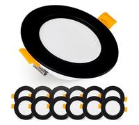 EMOS LED Downlights for Ceiling, 5W/500 Lumens, Warm White 3000K | IP54 Waterproof LED Spot Lights for Bathroom etc. | Set of 12 Recessed LED Ceiling Light, Black