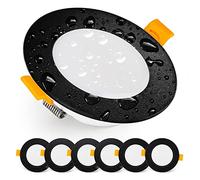 EMOS LED Downlights for Ceiling, 5W/500 Lumens, Warm White 3000K | IP54 Waterproof LED Spot Lights for Bathroom etc. | Set of 6 Recessed LED Ceiling Light, Black
