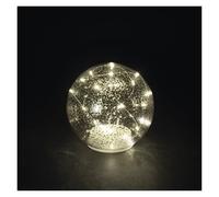EMOS - LED Glass Ball with Fairy Lights - Glass Table Decoration with 20 LEDs, Warm White, ⌀ 15 cm - 6/18h Timer, Battery Operated (3X AA) - Lifetime 10000 Hours - for Indoor use - Silver Effect