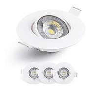EMOS LED Spot Lights Ceiling Round 5W / 450lm, 6500K Cold White | 50° Tilt Swivel Recessed Ceiling Lights, Ultra Slim | Pack of 3 Recessed LED Downlights for Ceiling, Mains Powered, White