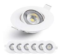 EMOS LED Spot Lights Ceiling Round 5W / 450lm, 6500K Cold White | 50° Tilt Swivel Recessed Ceiling Lights, Ultra Slim | Pack of 6 Recessed LED Downlights for Ceiling, Mains Powered, White