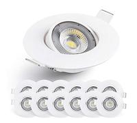 EMOS LED Spot Lights Ceiling Round 5W / 450lm, 6500K Cold White | 50° Tilt Swivel Recessed Ceiling Lights, Ultra Slim | Pack of 12 Recessed LED Downlights for Ceiling, Mains Powered, White