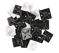 EMOS - Pack of 25 self-Adhesive Cable tie Holders, 2 x 2 cm - 3M Holder for Cable Ties - ABS Plastic, high Strength, Cold and Heat Resistant -40 °C - 80 °C, UV Protection - for Outdoor use - Black