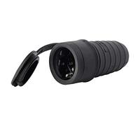 EMOS Protective Contact Rubber Coupling with Protective Cap, IP44 for Outdoor Use, Black, Single Pack