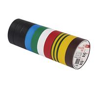 EMOS PVC Insulation Tape Mix Pack of 10, 15 mm x 10 m, 0.13 mm Tape Thickness, Self-Adhesive, High Tensile Strength and Application Temperature Range, UV-Resistant, Waterproof Connection,