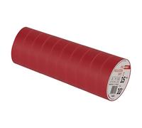 EMOS PVC Insulation Tape, Red, Pack of 10, 15 mm x 10 m, 0.13 mm Tape Thickness, Self-Adhesive, High Tensile Strength and Application Temperature Range, UV-Resistant, Waterproof Connection, Without