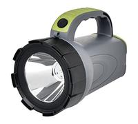 EMOS Rechargeable LED Hand Headlight 300 lm Maximum 370 m 2 Light Modes 30 Hours with Non-Slip Handle and Carry Strap with Charging Cable/Car Adapter for Outdoor Use Grey Black Green