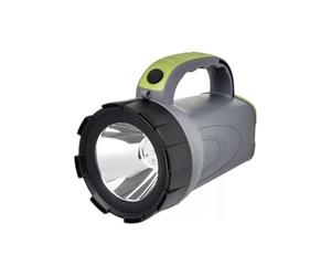 EMOS Rechargeable LED Hand Headlight 300 lm Maximum 370 m 2 Light Modes 30 Hours with Non-Slip Handle and Carry Strap with Charging Cable/Car Adapter for Outdoor Use Grey Black Green