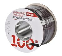 EMOS S8280 Copper Cable 2 x 1.0 mm² 100 m Pure Copper for Low Voltage Black with Polarity Markings