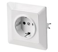 EMOS Schuko socket with increased touch protection and lateral earthing contact for flush-mounting, single socket including interior, 250 V~/16 A max, white (gloss), protection class IP20 for indoor