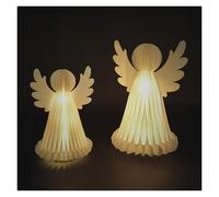 EMOS Set of 2 LED Paper Angels, 2 x 10 LEDs Each, Warm White, 6/18 H Timer, Battery Operated (3 x AA Each) - Service Life 10,000 Hours - for Indoor Use
