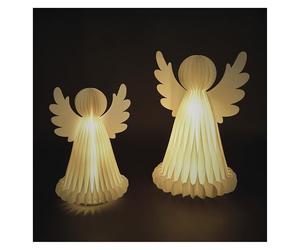 EMOS Set of 2 LED Paper Angels, 2 x 10 LEDs Each, Warm White, 6/18 H Timer, Battery Operated (3 x AA Each) - Service Life 10,000 Hours - for Indoor Use