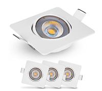 EMOS Square LED Spot Lights Ceiling 5W / 450lm / 3000k Warm White | downlights for Ceiling, Mains Powered, Ultra Slim, Adjustable Tilt | Pack of 3 recessed LED spotlights Ceiling Lights White