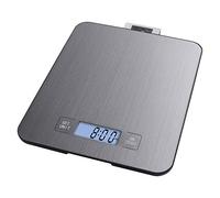 EMOS Stainless Steel Kitchen Scales with Wall Hanging/Digital Scales with Illuminated LCD Display/Tare Function/Food Scale/Electronic Scales/Precision up to 1g / Load Capacity 15kg Silver