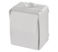 EMOS Waterproof two-way switch with rocker, staircase switch for lighting, white colour, 250 V~/10 AX, plastic, surface-mounted for wall mounting, protection class IP54 for outdoor use