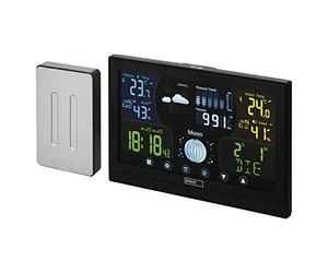 EMOS - Wireless weather station with outdoor sensor - touchscreen colour display, thermometer, hygrometer, barometer, weather forecast - DCF radio clock - 13 functions - incl. power supply, wall/desk