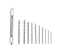 Emoshayoga Double Hand Drill Brass Electroplated 2 Collet Design with 10 Twist Bits Set for PCB Jewelry Model Making