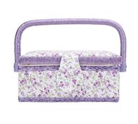 Emoshayoga Double Layer Sewing Basket with Removable Tray, Large Sewing Kit Storage Box Needlework Organizer for Thread Scissors Spools Buttons