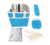 Emoshayoga Insulated Drink Carrier with Adjustable Strap for 4 Cups Hydration on Hiking and Family Outings Outdoor Nylon Bag 20x20x20cm (Blue White)
