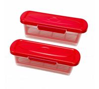 Emoshayoga Multi Purpose Batter Bowl with Lid Breading Tray for Even Coating, No Dirty Hands, and No Waste 2pcs (Red)