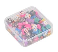 Emoshayoga Smile Face Beads Polymer Clay Beads, 100pcs Cute Animal Style Smile Face Beads for Jewelry Making DIY, Eco-Friendly, Vivid Colors.