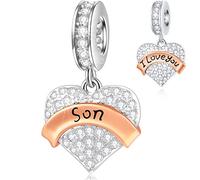 EMOSTAR Family Charms 925 Sterling Silver Mother Dad Daughter Son Sister Brother Godmother Grandma Husband Wife Aunt Niece Cousin Uncle Best Friends I Love You Dangle Charms, Sterling Silver, No