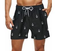 Emosua Dissolving Swim Trunks Birthday Prank Funny Bachelor Beach Party Gift for Your Bro Lose his Swim Shorts in The Swimming Pool, Anchor-black, Small