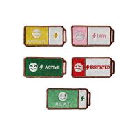 Emotion Battery Sew-on Patch Set, Embroidery Mood Patches for Jackets, Backpacks, Caps & DIY Crafts, Tactical Gear & Workwear Decor, Funny Gift for Friends & Family (5)