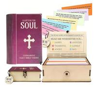 Emotion Bible Verse Cards in Wooden Box Handmade(150 PCS), Scripture Prayer Cards for Daily Inspiration, Catholic Bible Gift, Religious Gift for Women Men Mom Father's Day, Catholic Confirmation Gift