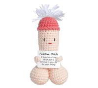 Emotion Support Dicks, Mini Funny Positive Handmade Crochet Inspirational Support Dick Doll Gag Gifts Positive Energy Fun Valentine's New Year Christmas Festival Gifts for Friends Girlfriend (White)