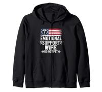 Emotion Support Wife Do Not Pet Funny Humor Men Zip Hoodie