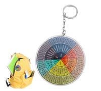 Emotion Wheel Chart Keychain - colorful feedback emotion tracker, pocket-size mental reminder accessory | compact visual guide pendant, rounded healing ring charm, therapeutic wellness indicator clip