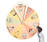 Emotion Wheel - Wood, 24cm/9.44in, 20cm/7.87in Emotions Chart Educational, Safe Paint | Interactive,Tool Feelings Wheel, Mood Learning Aid For Classroom, Home, Kids, Mental Health